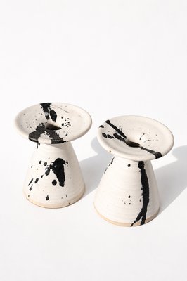 Vintage Danish Splatter Ceramic Candlesticks by Karsten Nielsen, 1980s, Set of 2 — view 4