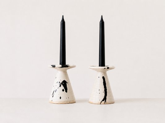 Vintage Danish Splatter Ceramic Candlesticks by Karsten Nielsen, 1980s, Set of 2 — view 9
