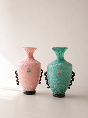 Postmodern Scavo Glass Amphora Vases by Gambaro and Poggi, Murano, 1980s, Set of 2 — view 2