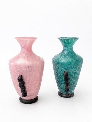 Postmodern Scavo Glass Amphora Vases by Gambaro and Poggi, Murano, 1980s, Set of 2 — view 5