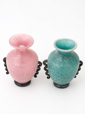Postmodern Scavo Glass Amphora Vases by Gambaro and Poggi, Murano, 1980s, Set of 2 — view 3