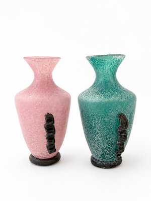 Postmodern Scavo Glass Amphora Vases by Gambaro and Poggi, Murano, 1980s, Set of 2 — view 4