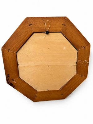 Octagonal Wall Mirror in Cobalt Blue Eglomise Glass and Gilded Wood, 1960s — view 5