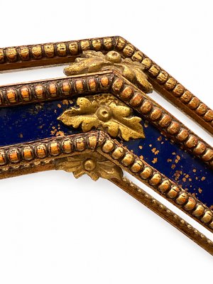Octagonal Wall Mirror in Cobalt Blue Eglomise Glass and Gilded Wood, 1960s — view 4
