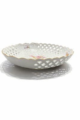 Reticulated Porcelain Centerpiece Plate with Floral Decoration from Meissen Porcelain, 1970s — view 4