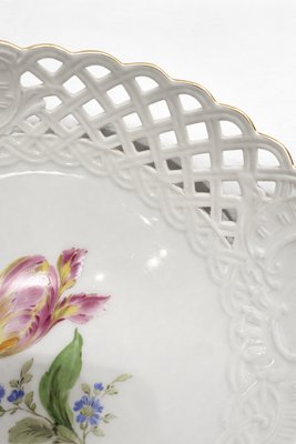 Reticulated Porcelain Centerpiece Plate with Floral Decoration from Meissen Porcelain, 1970s — view 9