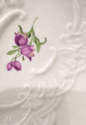 Reticulated Porcelain Centerpiece Plate with Floral Decoration from Meissen Porcelain, 1970s — view 7