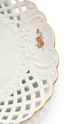 Reticulated Porcelain Centerpiece Plate with Floral Decoration from Meissen Porcelain, 1970s — view 6