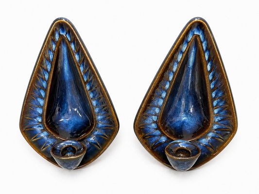 Large Stoneware Candlestick Wall Lights by Einar Johansen for Soholm, 1960s, Set of 2 — view 1