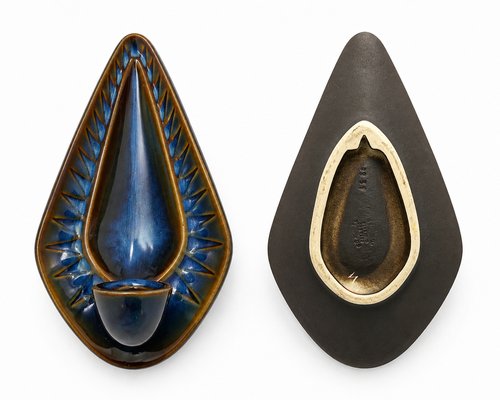Large Stoneware Candlestick Wall Lights by Einar Johansen for Soholm, 1960s, Set of 2 — view 4