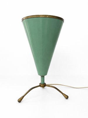 Mid-Century Modern Italian Sage Green Lacquered Aluminum Tripod Table Lamp from Stilnovo, 1950s — view 1