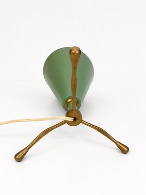 Mid-Century Modern Italian Sage Green Lacquered Aluminum Tripod Table Lamp from Stilnovo, 1950s — view 5