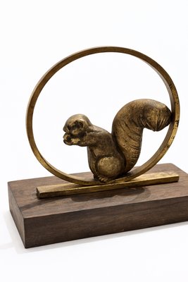 Art Deco French Gilded Bronze and Rosewood Squirrel Bookends, 1930, Set of 2 — view 3