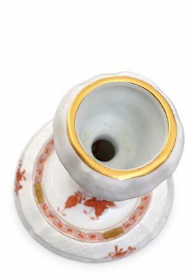 Vintage Apponyi Orange Porcelain Candlestick and Bell Set from Herend, 1970s, Set of 2 — view 4