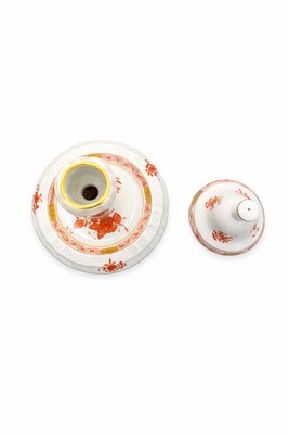 Vintage Apponyi Orange Porcelain Candlestick and Bell Set from Herend, 1970s, Set of 2 — view 3