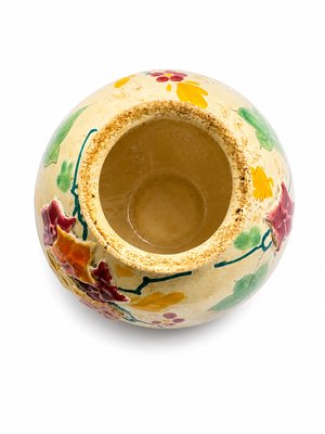 Mid-Century Modern Dutch Art Nouveau Style Rozet Series Barbotine Ceramic Vase by Regina Gouda, 1950s — view 5
