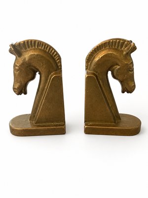 Vintage German Brutalist Brass Horse Bookends, 1960s, Set of 2 — view 3