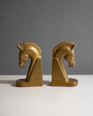 Vintage German Brutalist Brass Horse Bookends, 1960s, Set of 2 — view 2