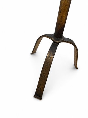 Large Mid-Century Modern Brutalist Five-Arm Gilt Iron Candelabra, 1960s — view 5