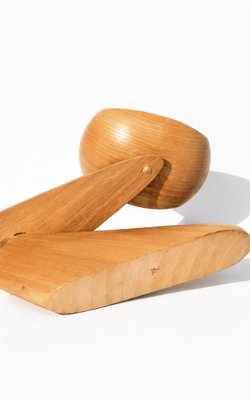 Mid-Century Modern Biomorphic Boomerang Wood Double Flame Candlestick, 1950s — view 8