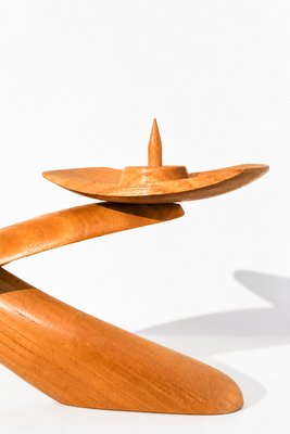 Mid-Century Modern Biomorphic Boomerang Wood Double Flame Candlestick, 1950s — view 5