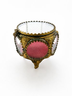 Antique Belle Époque French Brass and Bevelled Glass Jewelry Box, 1890s — view 5