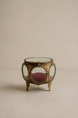 Antique Belle Époque French Brass and Bevelled Glass Jewelry Box, 1890s — view 2