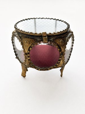 Antique Belle Époque French Brass and Bevelled Glass Jewelry Box, 1890s — view 1