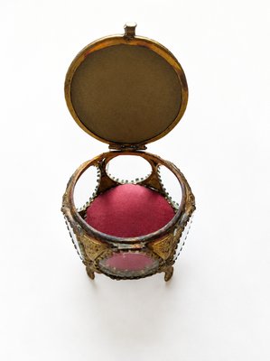Antique Belle Époque French Brass and Bevelled Glass Jewelry Box, 1890s — view 4