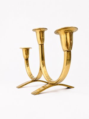 Mid-Century Modern Scandinavian Brass Candleholder by Gunnar Ander for Ystad Metall, 1960s — view 4