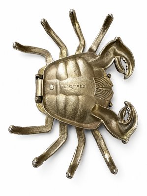 Hollywood Regency Silver Plated Brass Crustacean Crab Ashtray, 1980s — view 5