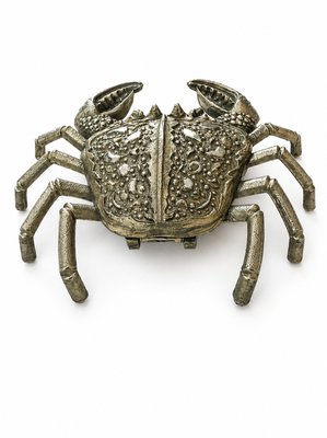 Hollywood Regency Silver Plated Brass Crustacean Crab Ashtray, 1980s — view 3