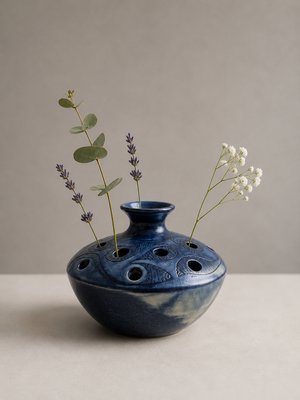 Mid-Century Vallauris Glazed Stoneware Pique Fleurs Vase by Fonck and Mateo, 1960s — view 2