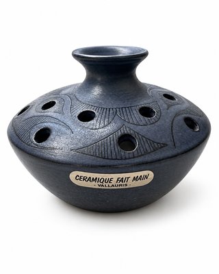 Mid-Century Vallauris Glazed Stoneware Pique Fleurs Vase by Fonck and Mateo, 1960s — view 1