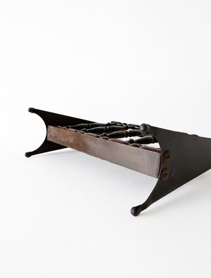 Mid-Century Modern Italian Ebonized Wood Folding Accordion Magazine Rack, 1950s — view 4