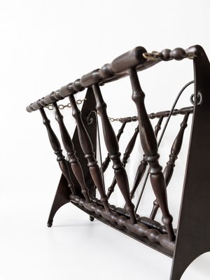 Mid-Century Modern Italian Ebonized Wood Folding Accordion Magazine Rack, 1950s — view 5