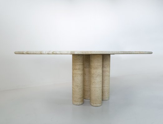 Italian Il Colonnato Dining Table in Travertine by Mario Bellini