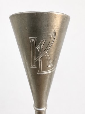 Art Deco Pewter Liquor Goblets by Just Andersen with Monogram KL, 1930s, Set of 4 — view 4