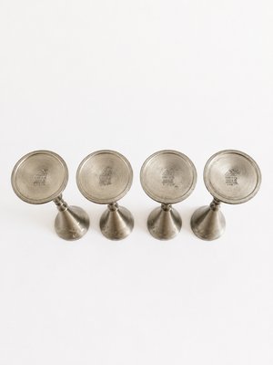 Art Deco Pewter Liquor Goblets by Just Andersen with Monogram KL, 1930s, Set of 4 — view 7