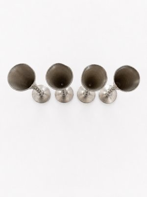 Art Deco Pewter Liquor Goblets by Just Andersen with Monogram KL, 1930s, Set of 4 — view 6