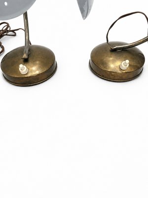 Vintage Italian Brass and Powder Blue Aluminum Table Lamps from Stilnovo, 1950s, Set of 2 — view 8