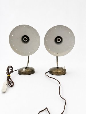 Vintage Italian Brass and Powder Blue Aluminum Table Lamps from Stilnovo, 1950s, Set of 2 — view 5