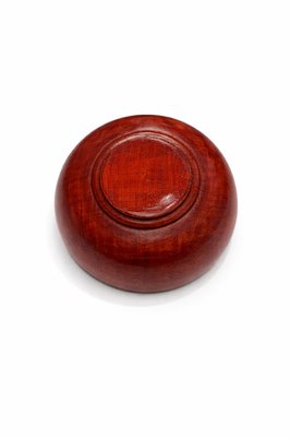 Mid-Century Modern Turned Wood Decorative Box with 800 Silver Rose Lid by Wenk, 1950s — view 7
