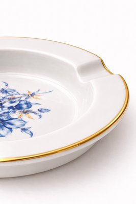 Vintage Porcelain Ashtray with Blue Floral Motif & Gold Rim from Meissen, 1970s — view 5