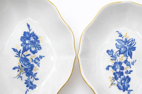 Vintage Miniature Bowls with Blue Floral Motif from Meissen Porcelain, 1970s, Set of 2 — view 4
