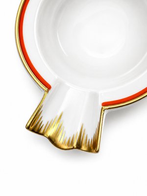 Art Deco Meissen Porcelain Cigar Ashtray with Coral Line and Gilded Trim, 1920s — view 4