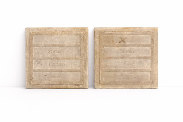 Geometric Art Nouveau Jugendstil Somag Ceramic Tiles from Meissen, 1890s, Set of 2 — view 3