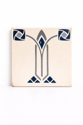 Geometric Art Nouveau Jugendstil Somag Ceramic Tiles from Meissen, 1890s, Set of 2 — view 4
