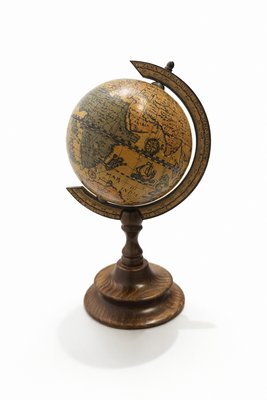 Vintage Italian Decorative Desktop Globe with Fiammato Wood Base, 1970s — view 1