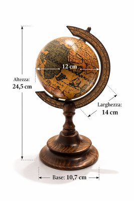 Vintage Italian Decorative Desktop Globe with Fiammato Wood Base, 1970s — view 8